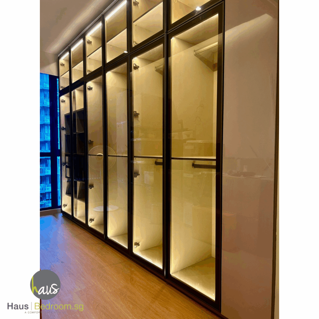 Glass wardrobe with LED light