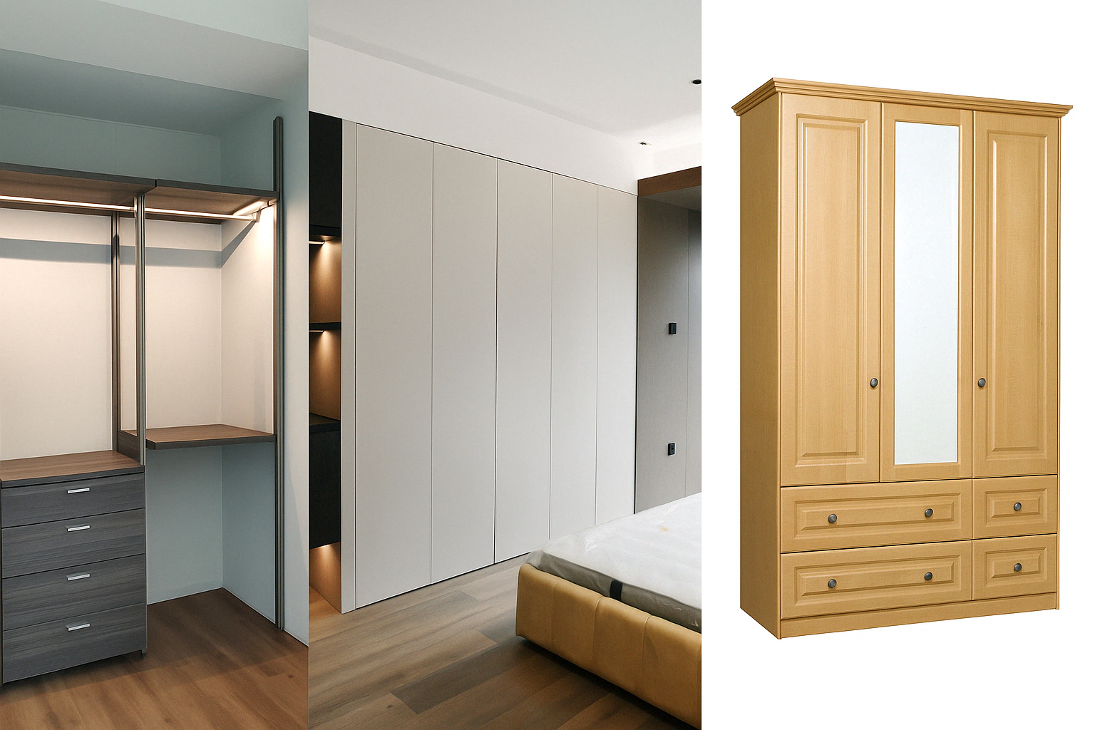 Pole System Wardrobes: The Better and Smarter Choice for Singapore Homes? (Updated in 2025) 10 Visual comparison of different wardrobe types