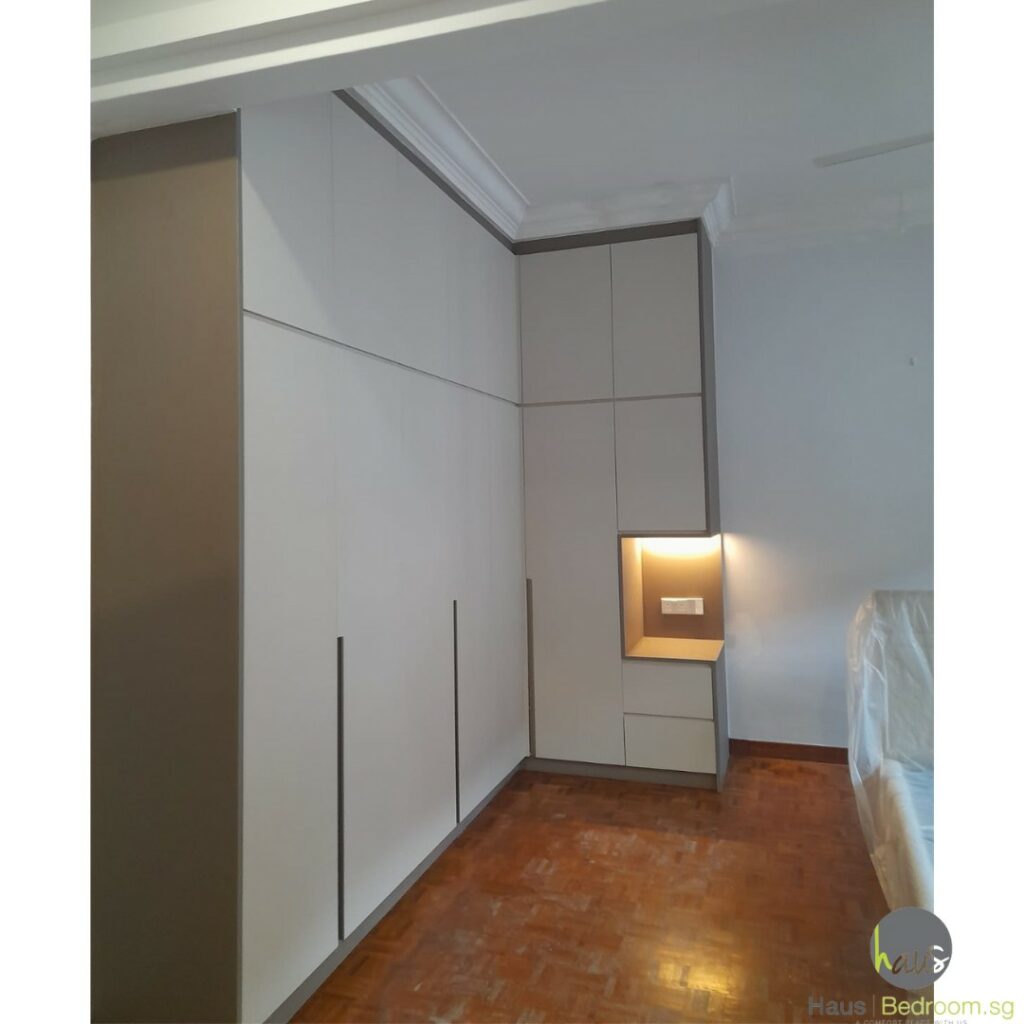 bedroom wardrobe carpentry with bedside table