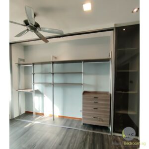 Black-tinted glass cabinet detail, Serangoon carpentry project