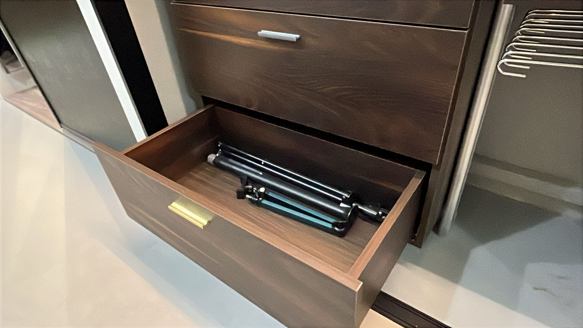 Deep drawer for bulky clothing and linens in modular wardrobe