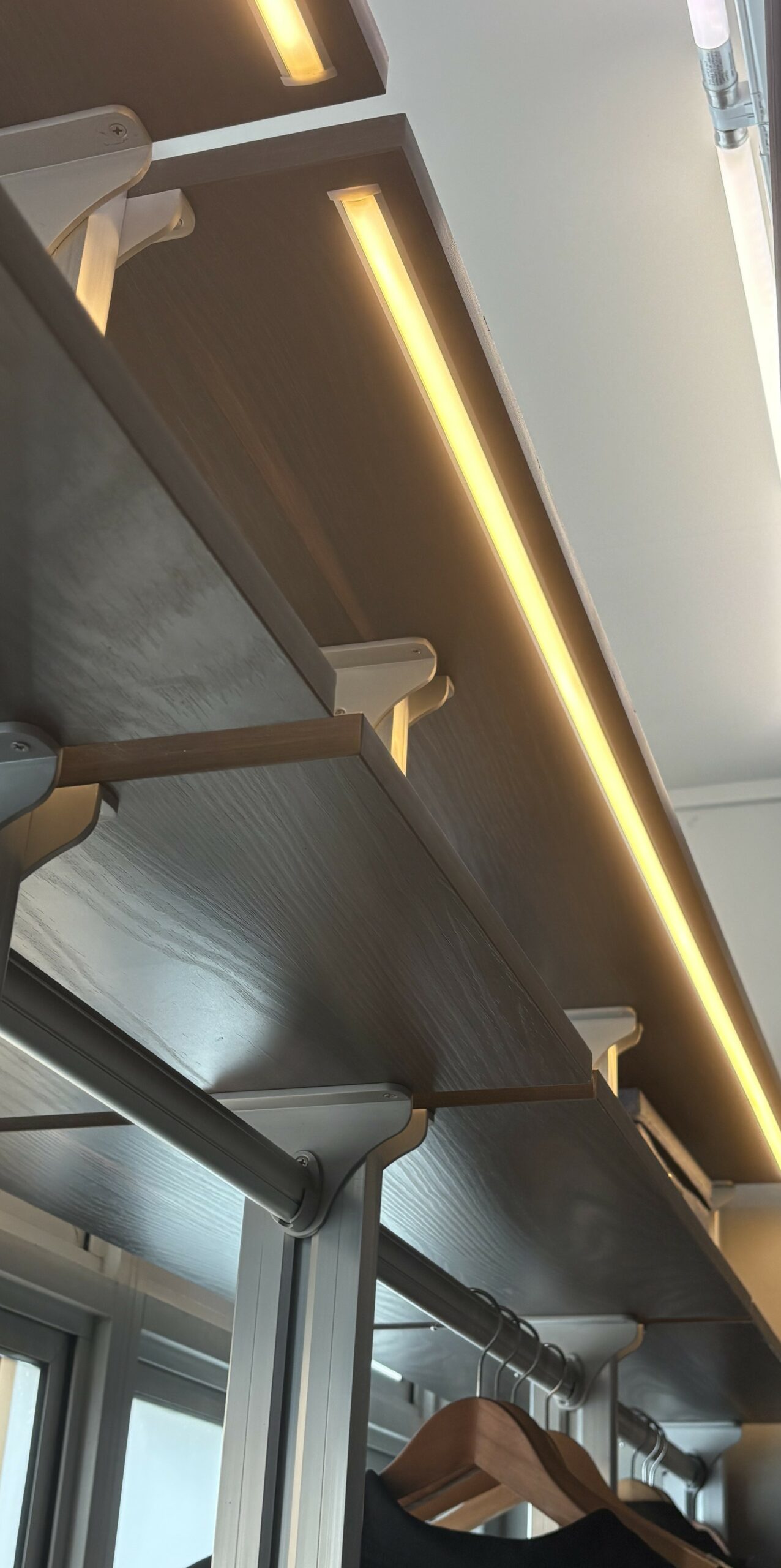LED lighting on a HausPole shelf