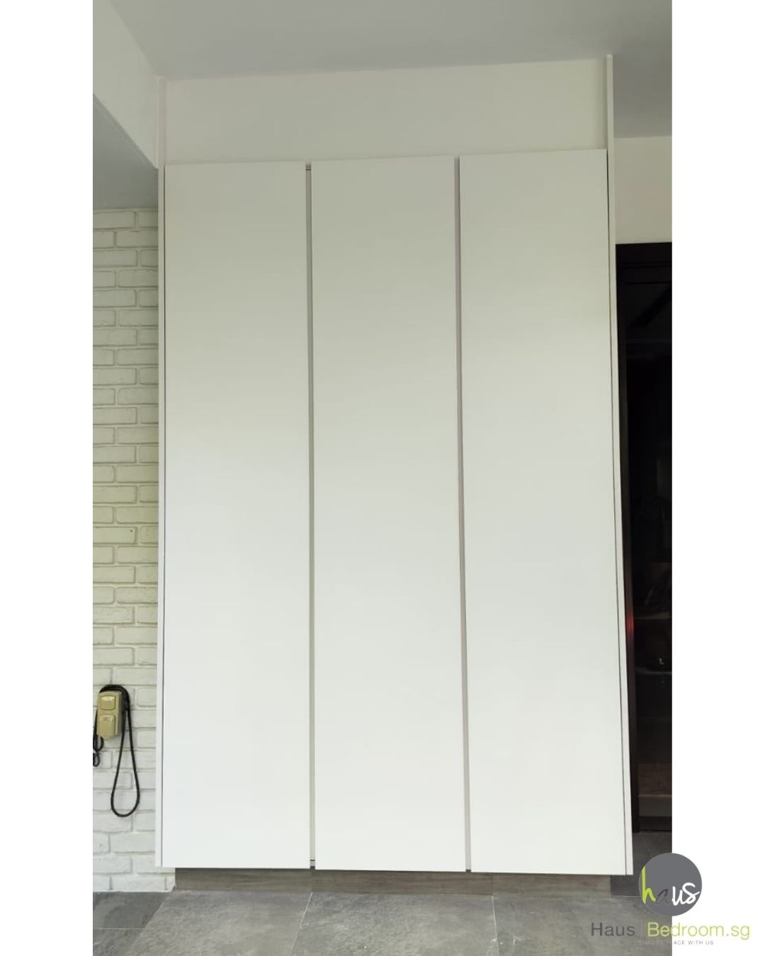 Full aluminium shoe cabinet with doors closed at a landed house in Bukit Timah