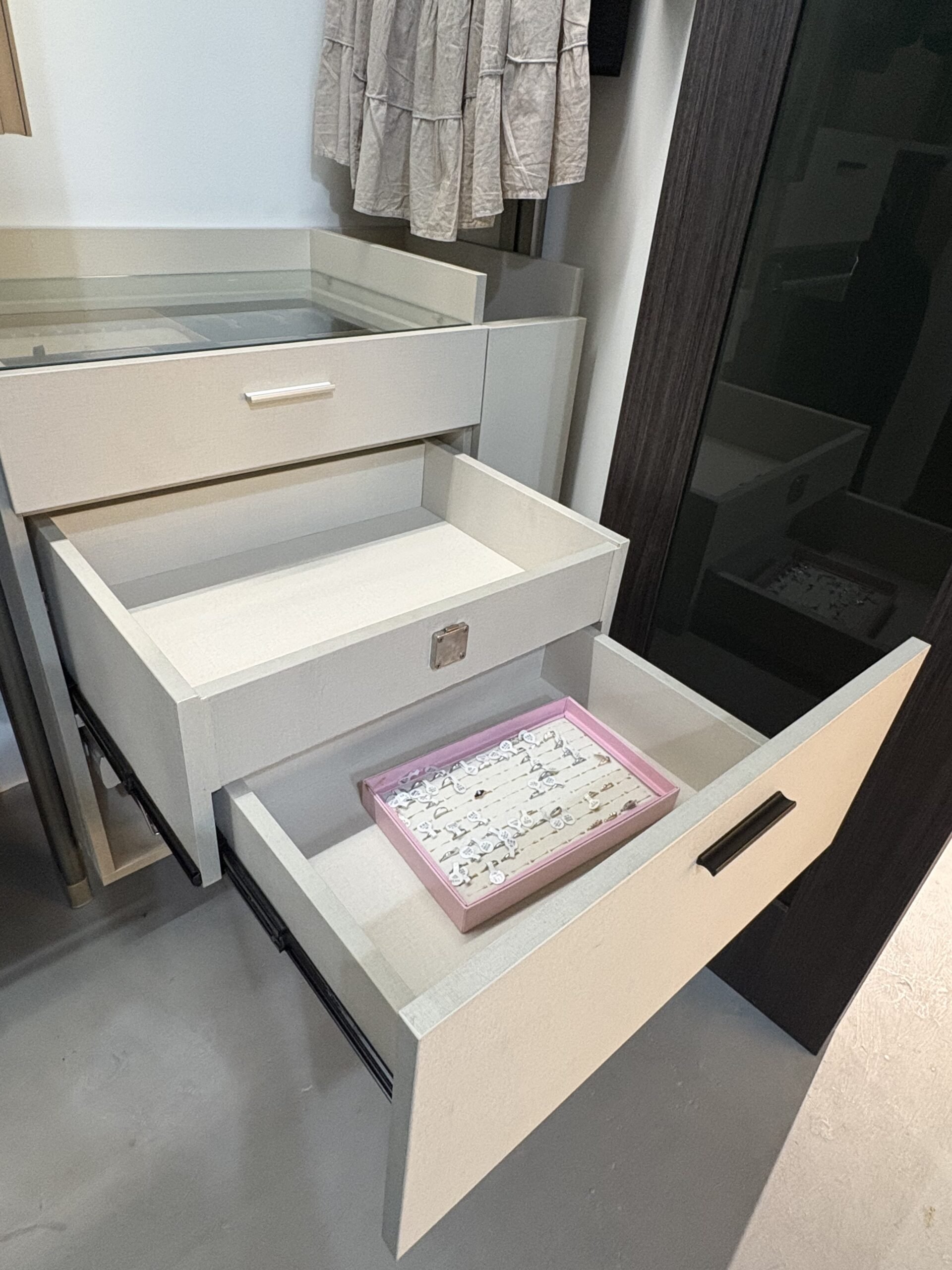 Secret drawer for valuables in a HausPole wardrobe